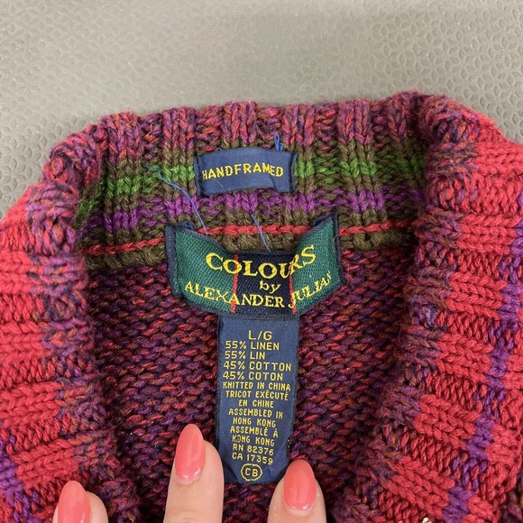 VINTAGE 90's COLOURS by ALEXANDER JULIAN COLORFUL SWEATER LG FS Charity - Picture 5 of 10